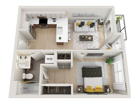 1E Floor Plan at Ion Town Center, Washington, 98133